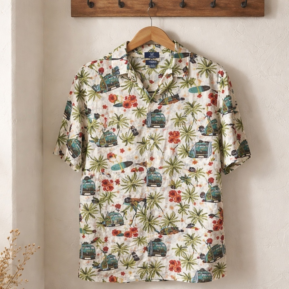 George Men's Casual Shirt with Tropical Print